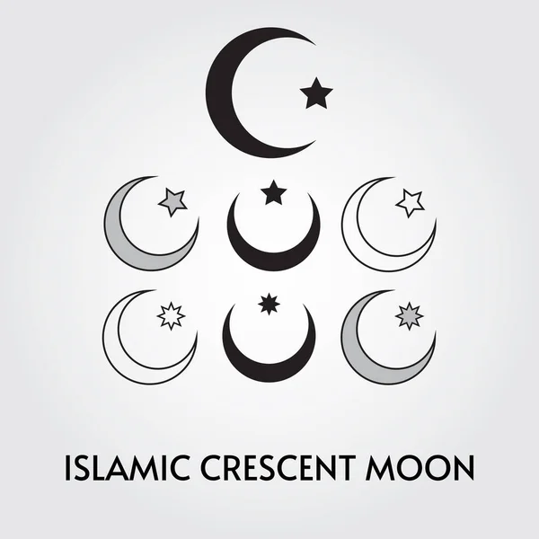 Conjunto Luna Creciente Islámica Adecuado Para Kareem Ramadán Hajj Eid — Vector de stock