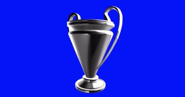 Genel lig futbol futbol kupası mavi bir arka plan üzerinde dönen