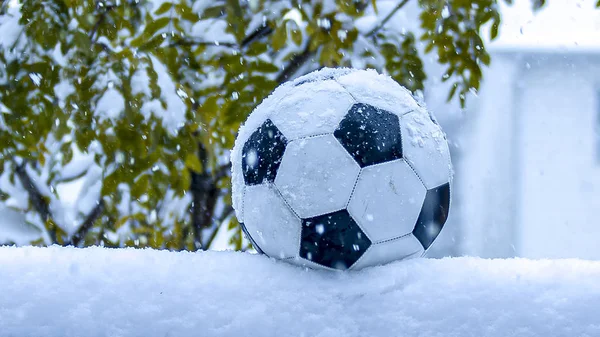 下雪的日子里的足球 — 图库照片