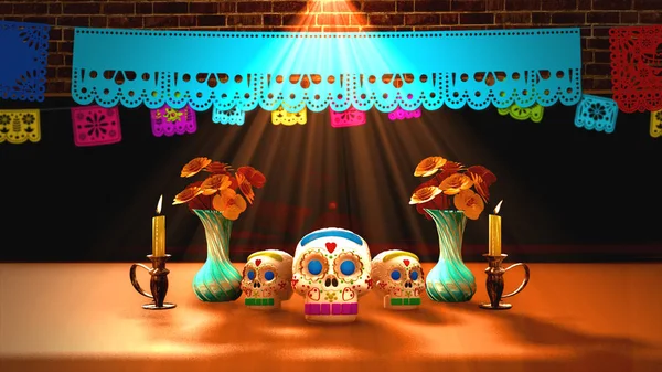 Tag Des Totenopfers Mexikanischer Ofrenda — Stockfoto