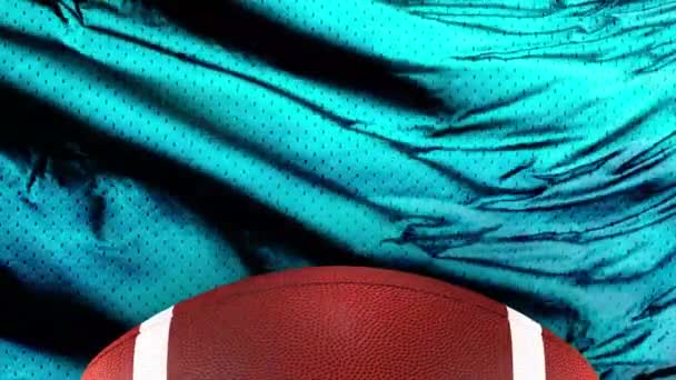 Sky Blue American Football Jersey Texturizado Com Uma Bola Futebol — Vídeo de Stock