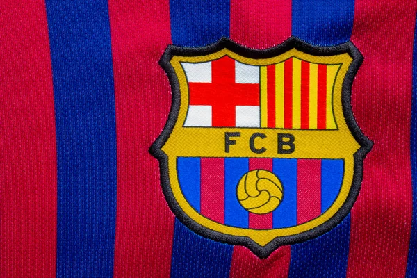 Calgary Alberta Kanada 2020 Július Club Barcelona Közel Jersey Logó — Stock Fotó