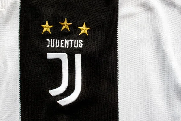 Calgary Alberta Kanada Července2020 Juventus Zblízka Jejich Logo Dresu — Stock fotografie