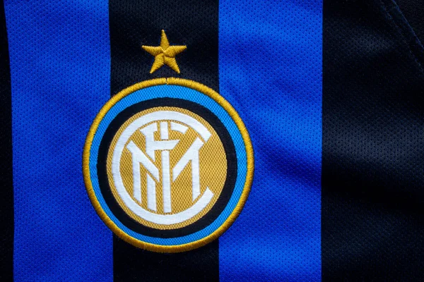 Calgary Alberta Canadá Julio 2020 Inter Milan Cerca Logotipo Jersey —  Fotos de Stock