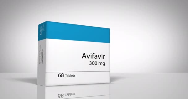 Favipiravir Box Tabletami Láhví Pro Kovid Koronavirus Bílém Pozadí — Stock video