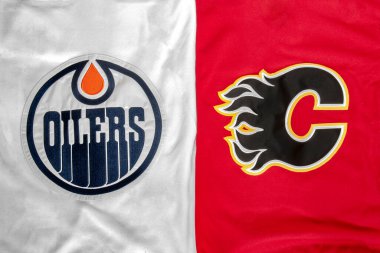 Calgary, Alberta, Kanada. 23 Ağustos 2020. NHL Edmonton Oilers, Calgary Flames hokey formasına karşı..