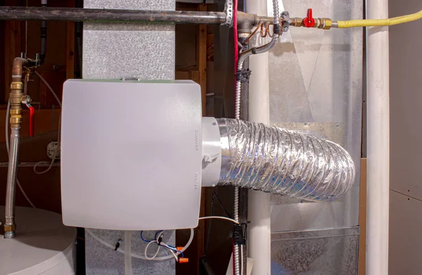 Home Humidifier Attached Return Duct Bypass Connection Supply Hot Air — Stock Photo, Image