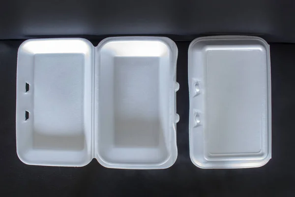 Top View Styrofoam Takeaway Boxes White Foam Boxes Rectangular Shaped — Stock Photo, Image