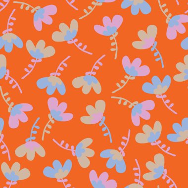 Kırmızı, tuhaf çiçekli, pürüzsüz desenli arka plan tasarımı.