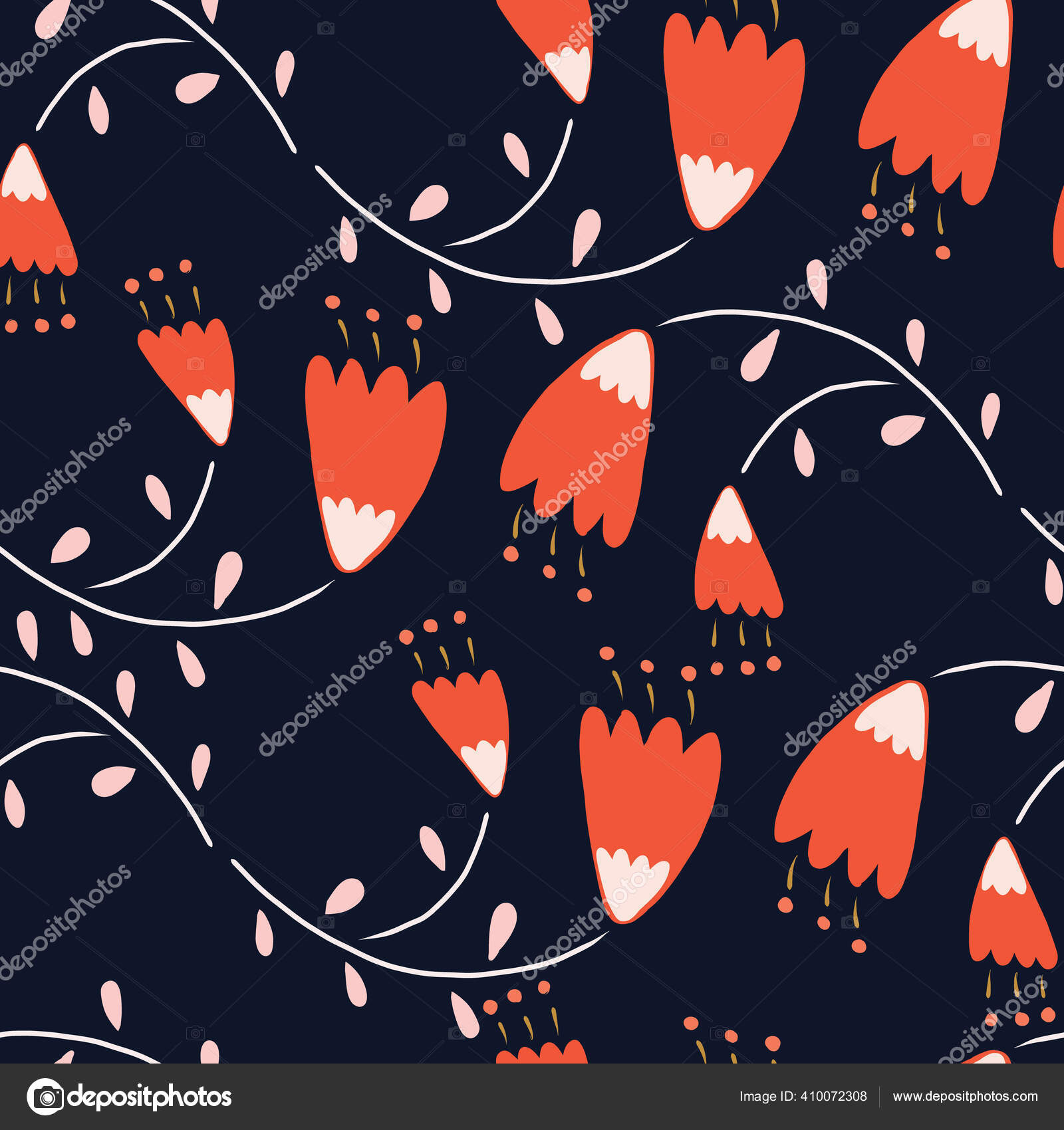 Dark Blue With Whimsical Red Flowers Seamless Pattern Background Design Vector Image By C Littlcrow Vector Stock Dark Blue With Whimsical Red Flowers Seamless Pattern Background Design Vector Image By C Littlcrow Vector Stock