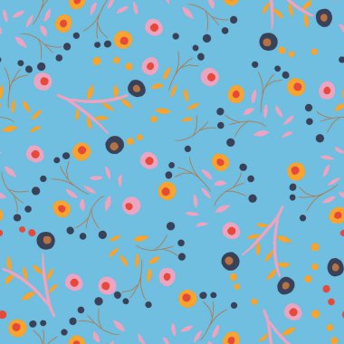 Açık mavi, küçük çiçekli ve işaretsiz arkaplan tasarımı..