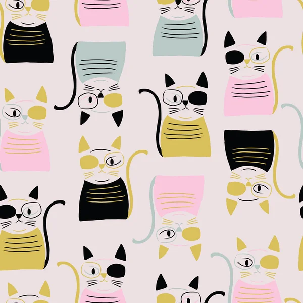 Light Pink with cute pirate cats seamless pattern background design.