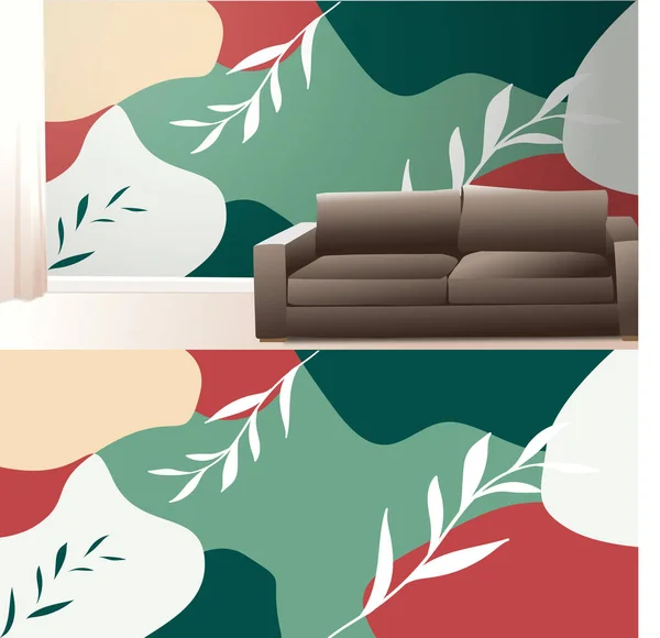 Abstrait Vert Rouge Naturel Plat Illustration Fond Plat Vecteur Papier — Image vectorielle