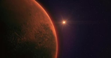 Mars üzerinde güneş yükseliyor. 4k görüntü