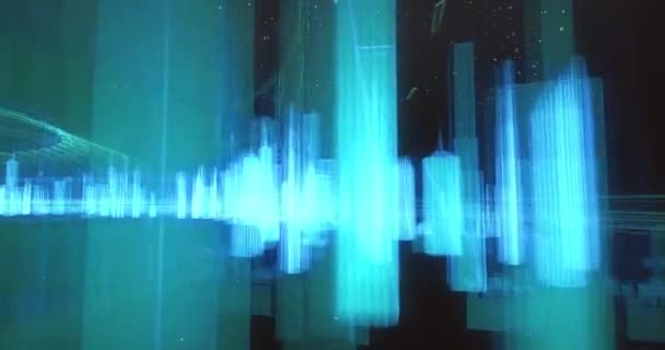 Abstrakt Digital Matrix City Bakgrund Futuristiska Staden Big Data Informationsteknik — Stockvideo