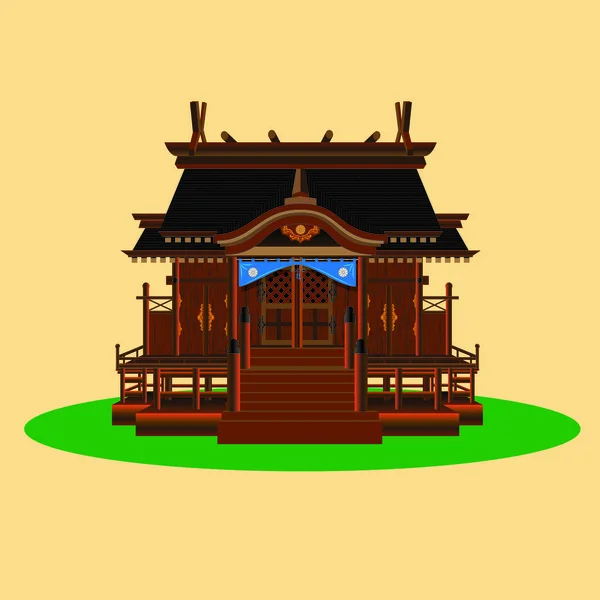 Illustration Vectorielle Sanctuaire Shinto Temple Shintoïste Est Une Structure Dont — Image vectorielle