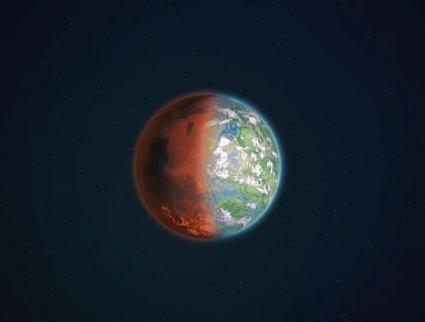 Hypotetiskt Terraformad Mars Illustration — Stockfoto