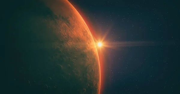 Vista Planeta Marte Espaço Durante Nascer Sol Ilustração Fotografia De Stock