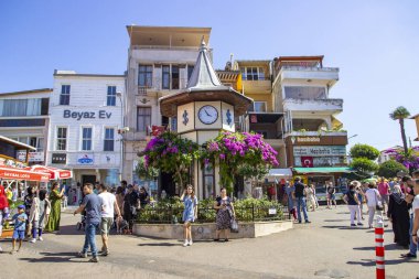 İstanbul/Türkiye- 26 Temmuz 2019:Prens Adaları(Büyükada) manzarası. Güzel sokaklar ve eski ahşap evler vardır. Phaeton ve bicyle tur ünlü ve insanlar tatil için oraya ziyaret.