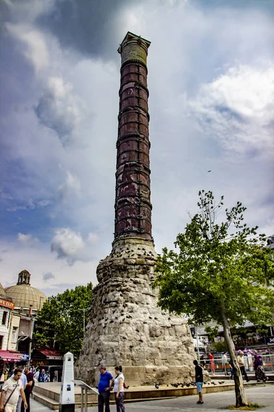 Istanbul Turquía Columna Cemberlitas Columna Constantina Área Sultanahmet Julio 2019 —  Fotos de Stock