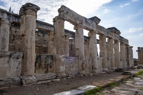 Vecchie Rovine Antiche Della Città Romana Hierapolis Pamukkale Turchia — Foto Stock