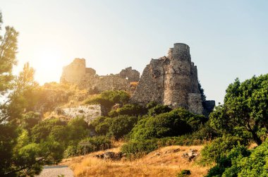 Asklipiou sıcak güneşli bir gün, Rodos, Yunanistan