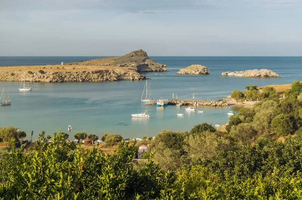 Een Prachtige Baai Lindos Rhodos Griekenland — Stockfoto