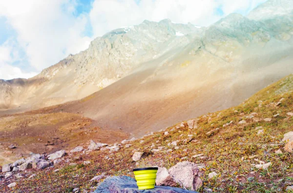 Чашку Чая Горах Перфектное Утро — стоковое фото