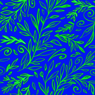 Sevimli bir el, dalları, yaprakları ve karalamaları olan uçsuz bucaksız bir desen çizdi.