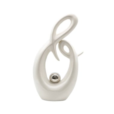 Beyaz arka planda beyaz bir vazo heykeli, izole.