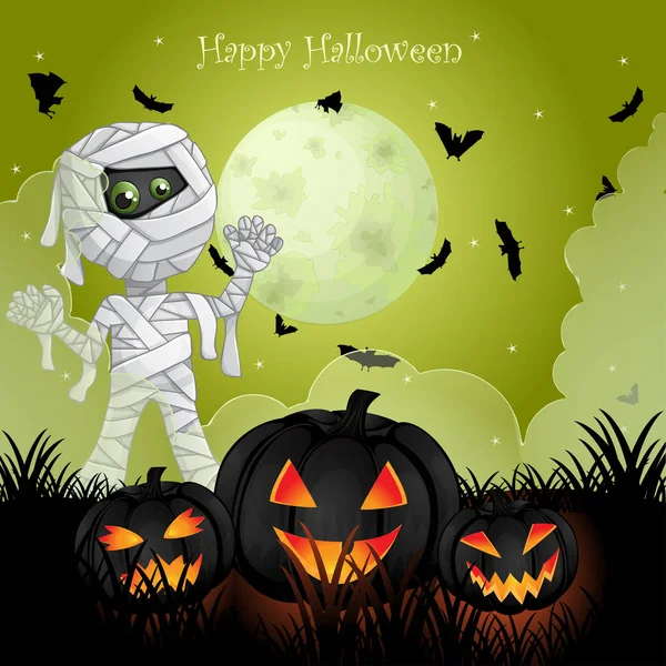 Halloween Card Spooky Mummy — Stock Vector