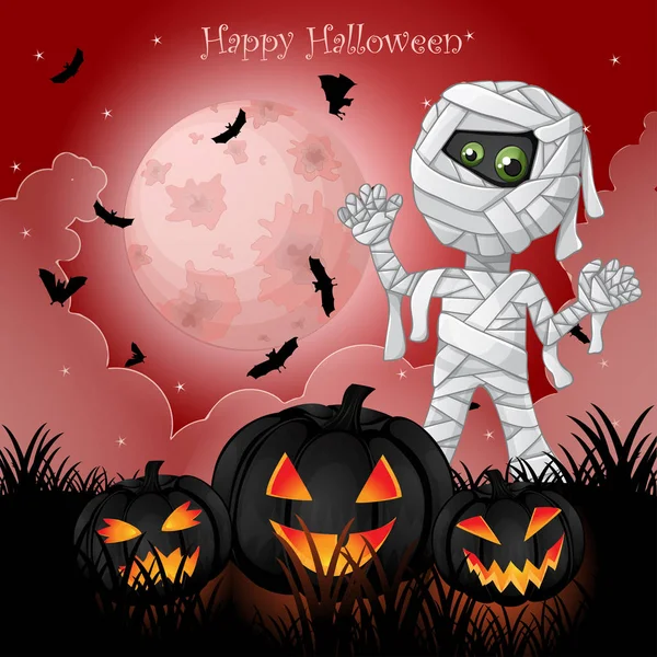 Halloween Card Spooky Mummy — Stock Vector