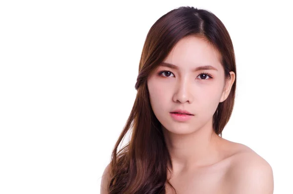 Asiatisk Ung Vacker Kvinna Skönhet Porträtt Naturlig Make Skönhet Ansikte — Stockfoto