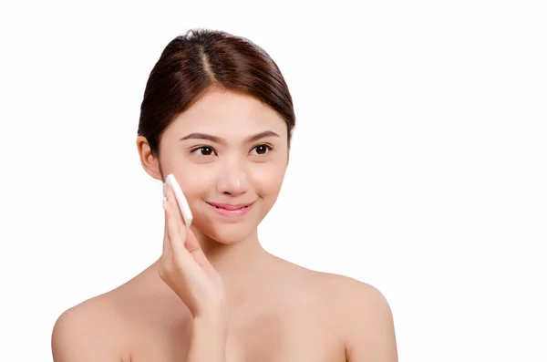 Asijské Mladé Krásné Ženy Odstranění Kosmetické Bradě Tkáněmi Čisticí Obličej — Stock fotografie