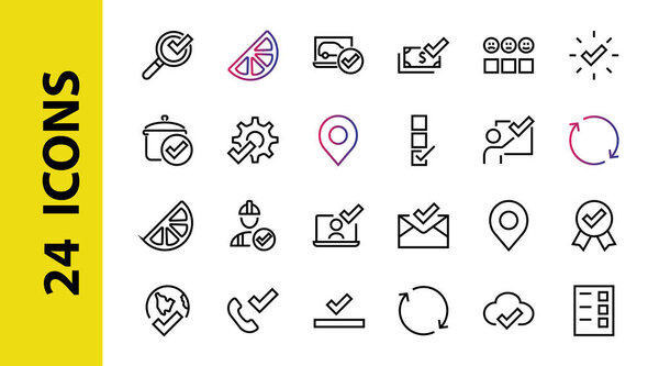 A simple set of claim related vector ICON lines. Contains icons such as file uploaded, received document, read message, receive call and more. Editable Bar. 48x48 Pixel Perfect