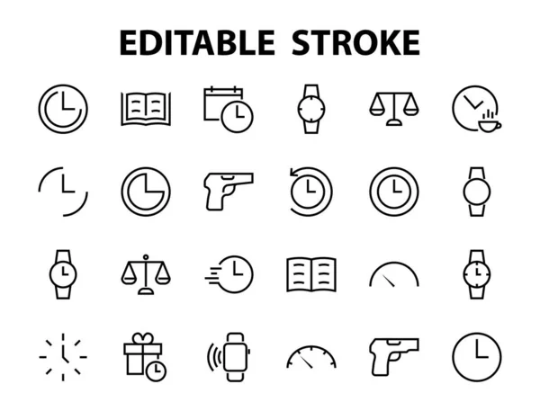 Eenvoudige Set Van Tijd Pictogram Kleur Bewerkbare Template Bevat Pictogrammen — Stockvector