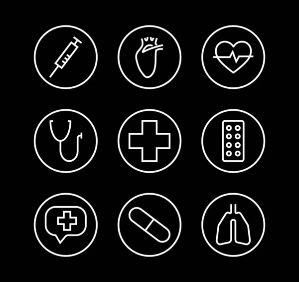 Einfaches Set Von Medikamenten Pillen Verwandte Vector Line Icons Enthält — Stockvektor