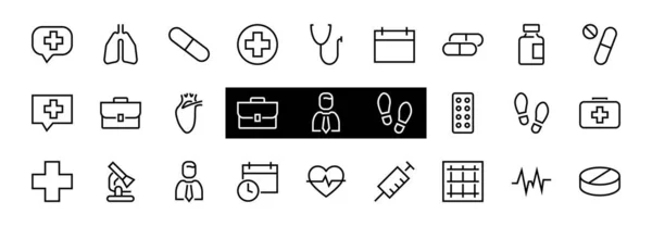 Eine Einfache Reihe Von Medizin Icons Enthält Medizin Symbole Pillen — Stockvektor