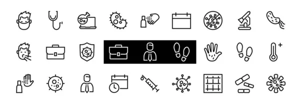 Coronavirus Ensemble Icônes Sur Thème Coronavirus Contient Des Icônes Telles — Image vectorielle
