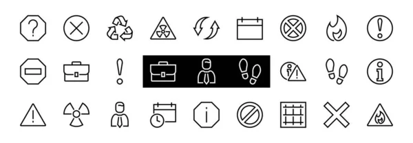 Advertencias Conjunto Simple Iconos Vectoriales Línea Delgada Contiene Iconos Como — Vector de stock