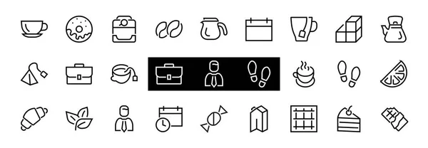 Coffee Tea Linear Icons Set Contient Des Icônes Thé Sachet — Image vectorielle