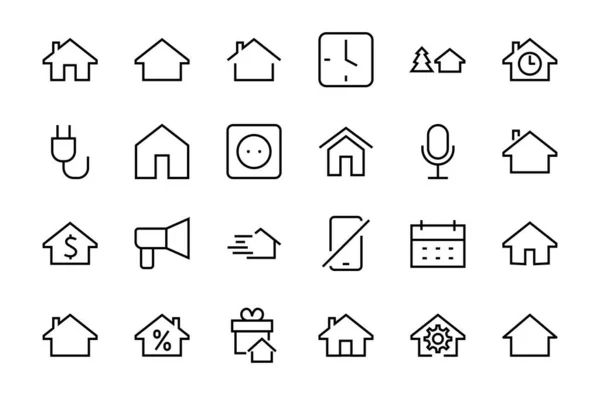 Ensemble Simple Icônes Vectorielles Ligne Maison Contient Des Symboles Maison — Image vectorielle