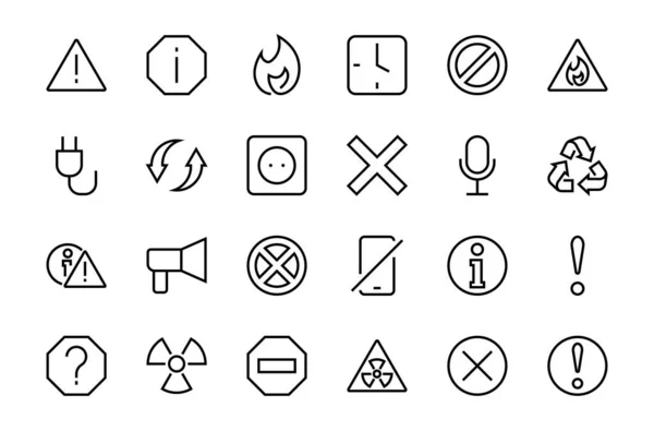 Achtung Einfache Reihe Von Thin Line Vektor Icons Enthält Symbole — Stockvektor