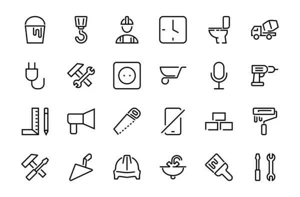 Conjunto Iconos Construcción Líneas Vectoriales Simples Contiene Los Siguientes Iconos — Archivo Imágenes Vectoriales