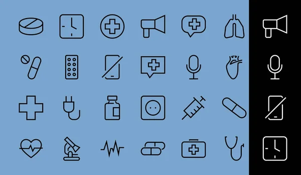 Eine Einfache Reihe Von Medizin Icons Enthält Medizin Symbole Pillen — Stockvektor