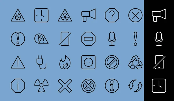 Achtung Einfache Reihe Von Thin Line Vektor Icons Enthält Symbole — Stockvektor