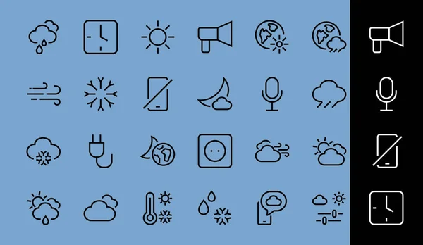 Wetter Set Von Symbolen Symbolen Wie Wettervorhersage Und Wolken Wind — Stockvektor