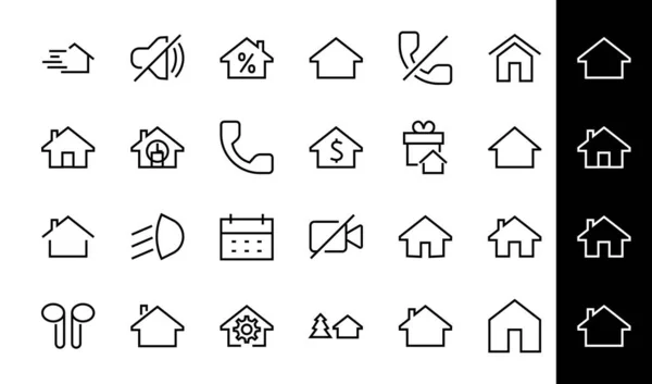 Ensemble simple d'icônes vectorielles ligne à la maison. Contient des symboles de maison à l'intérêt, infuser la maison et plus encore. Course modifiable. 480x480 pixels parfait — Image vectorielle