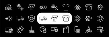 Vektör Satır Simgeleri ile ilgili basit bir ayar ve seçenekler kümesi. Belirlenmiş zaman, iş, telefon ve daha fazlası gibi simgeler içerir. Düzenlenebilir Vuruş.. 480x480