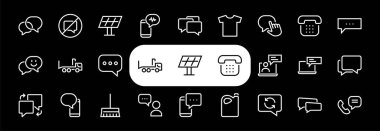 Mesaj çizgisi vektör çizgisi simgelerinin basit bir kümesi. Sohbet, SMS, bildirimler, grup sohbeti ve daha fazlası gibi simgeler içerir. Düzenlenebilir felç. 48x48 piksel mükemmel, beyaz arkaplan